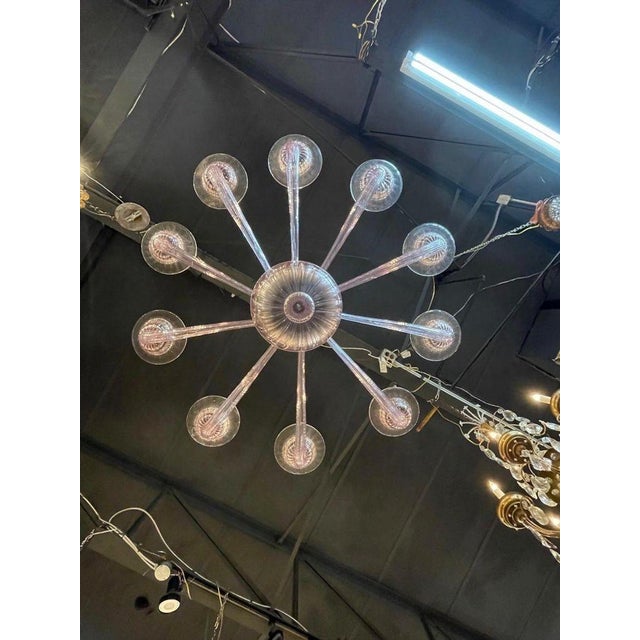Lavender Modern Lavender Murano Glass 10 Arm Chandelier. For Sale - Image 8 of 9