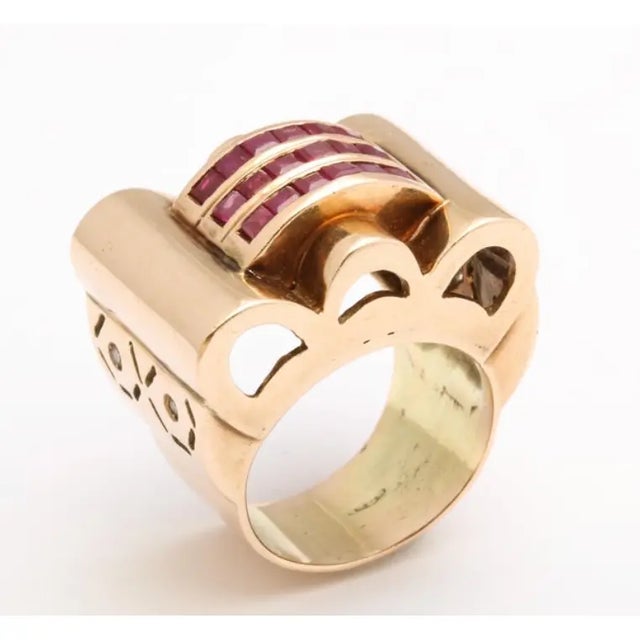 1940s Italian 14 Kt Rose Gold Ring Circa 1940s For Sale - Image 5 of 10