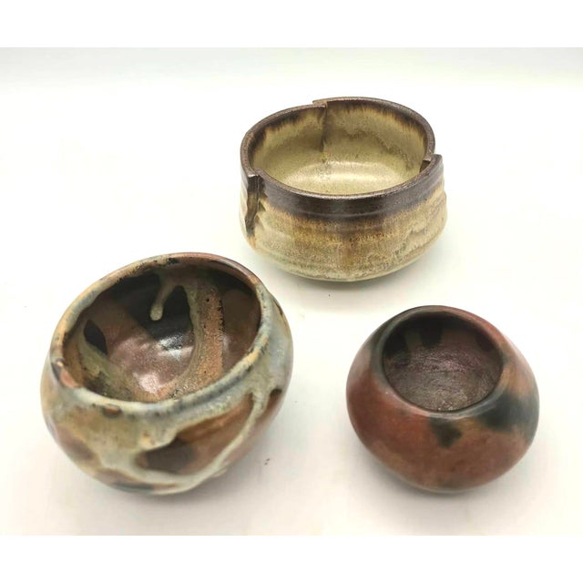Mid-Century Modern Vintage Studio Pottery Bowls, Lot of 3 For Sale - Image 3 of 12