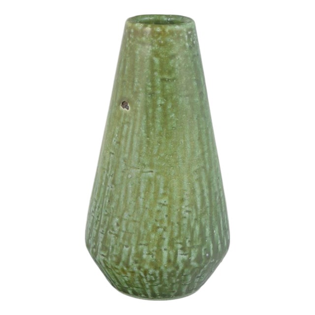 Vintage Danish Stoneware Vase with Green Flowing Glaze by Gunnar Nylund for Nymølle, 1960s For Sale