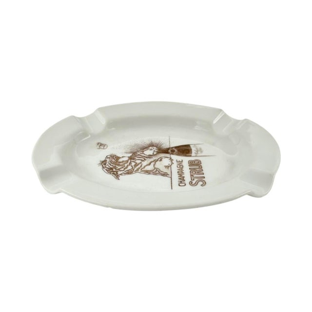 Ceramic Vintage Champagne Strub Épernay Tiger Ceramic Ashtray For Sale - Image 7 of 10