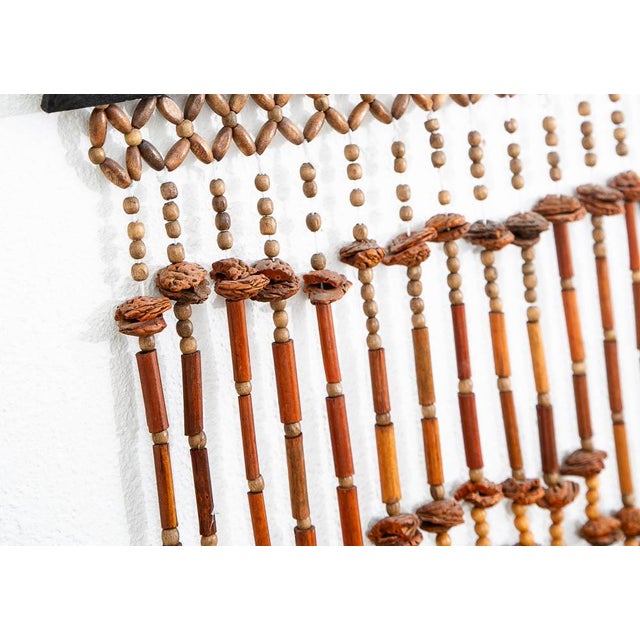 Vintage Hippie Boho Door Way Wood Bead Curtain Hanging Brown Tan Room Divider For Sale - Image 10 of 10
