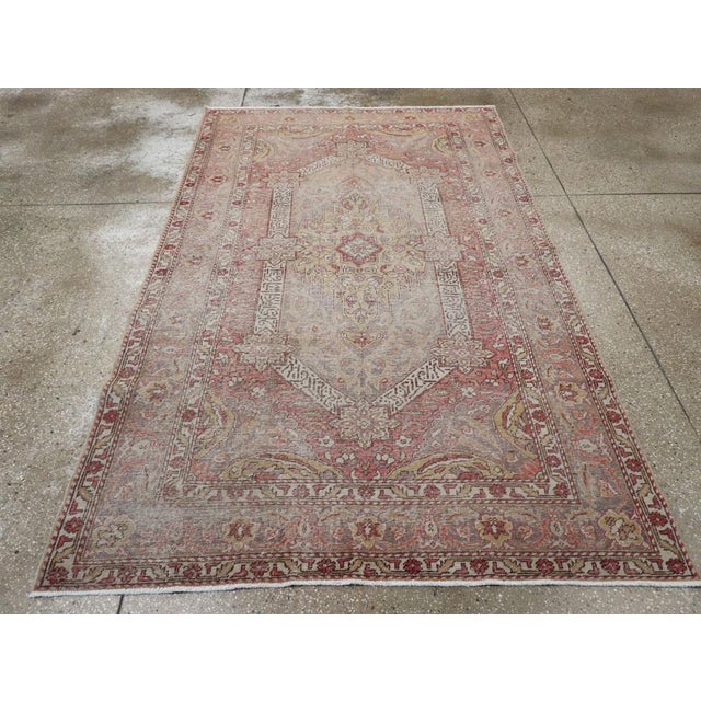 Mid-20th Century Turkish Sivas Distressed Rug For Sale - Image 4 of 10