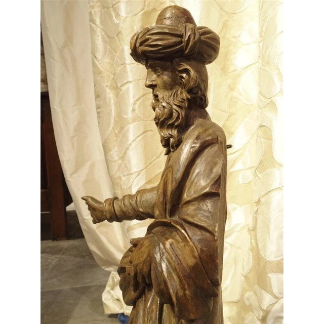 French 18th Century Carved Wooden Statue From France For Sale - Image 3 of 13