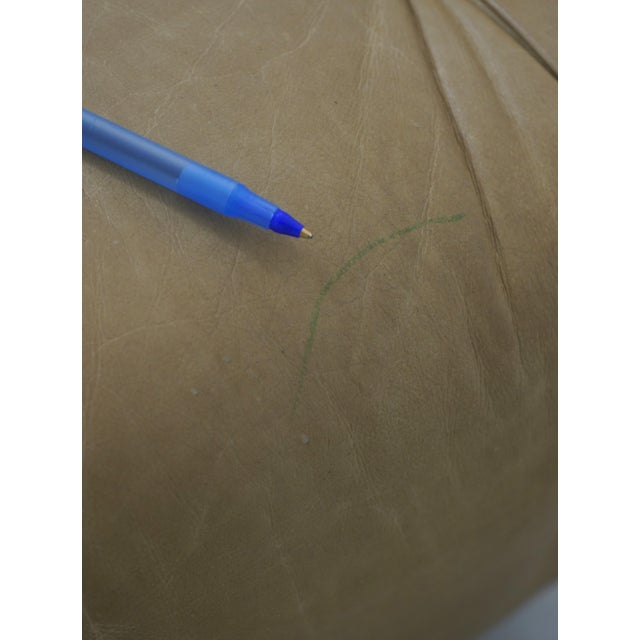 Chesterfield Style Tufted Leather Ottoman Stool For Sale - Image 9 of 13