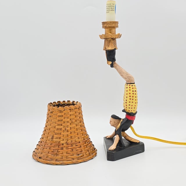 Vintage Asian Acrobat Candlestick Lamp For Sale - Image 4 of 7
