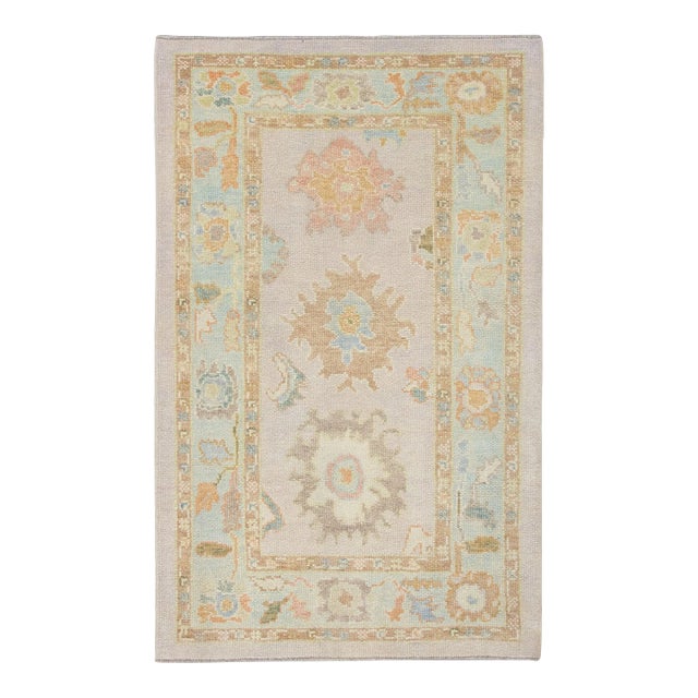 Modern Turkish Oushak Rug 3'4" x 5'3" For Sale