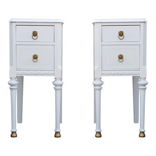 Mid 20th Century Pair of Spanish Style White Nightstands For Sale
