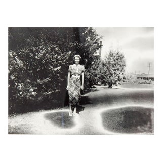1930s Vernacular Quirky Woman in Portals Snapshot Photograph For Sale