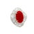 Contemporary Red Coral Diamond Platinum Ballerina Ring, Size 8 For Sale - Image 3 of 6