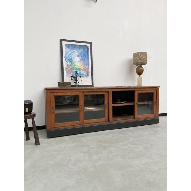 Oak Sideboard with Glass Doors, 1950s For Sale - Image 14 of 18