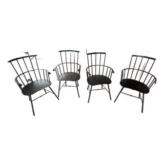Vintage Wallin Forge Windsor Style Iron Dining Chairs For Sale