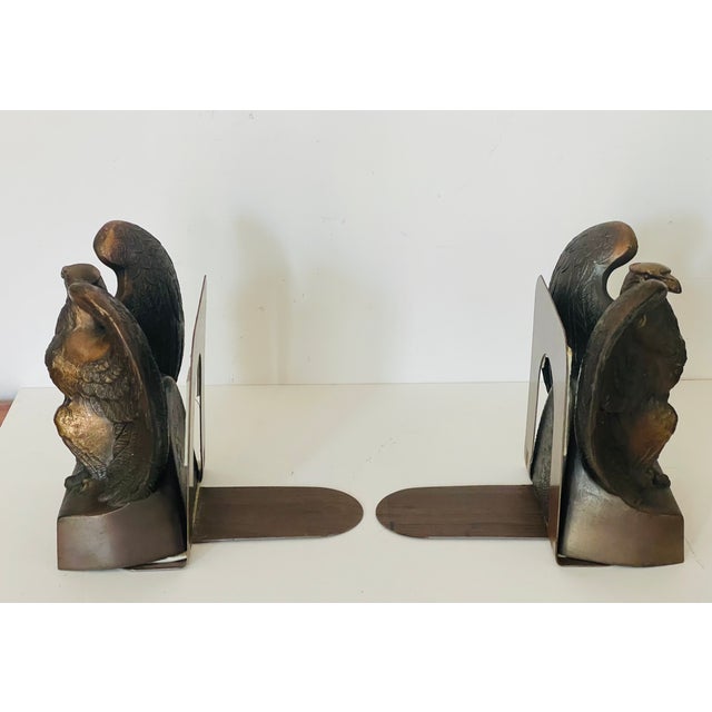 Antique American Eagle Bronze Bookends Pair For Sale - Image 4 of 7