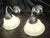 Vintage Wall Lamps with Chrome-Plated Metal Frame and White Glass Shade, 2001, Set of 2 For Sale - Image 3 of 9