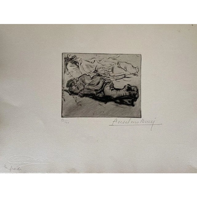 Military 1917 is a beautiful print in etching technique, realized by Anselmo Bucci (1887-1955). Hand signed. Numbered...