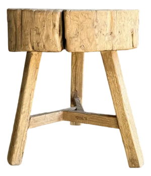 Vintage Elm Wood Chop Block Table #S89