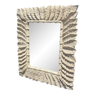 Vintage Faux Bamboo Palm Leaf Mirror 51 X 42 For Sale