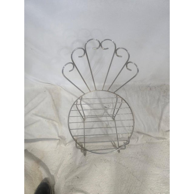 Vintage Hollywood Regency Gold-Tone Scroll Back Vanity Chair With White Bouclé Cushion For Sale - Image 6 of 6