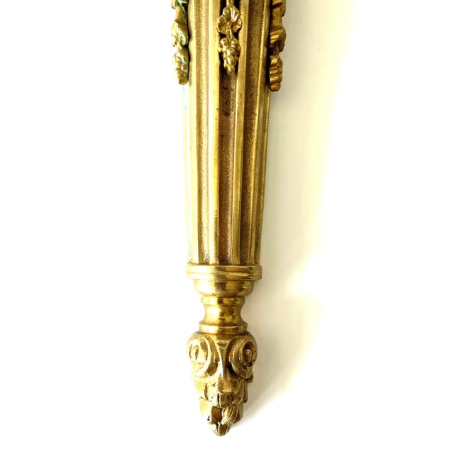 Gold 19th Century Monumental Louis XVI French Gilt Bronze Wall Sconces, Set of 2 For Sale - Image 8 of 12