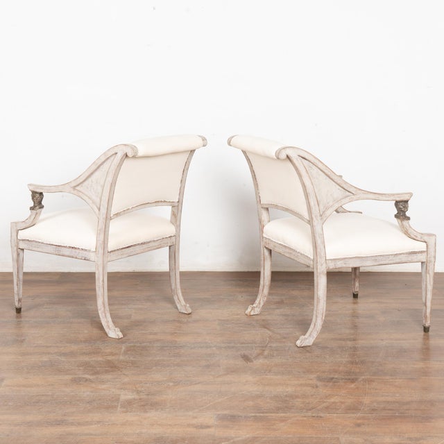 Pair, 19th Century Gray Swedish Gustavian Pair of Armchairs For Sale - Image 10 of 10