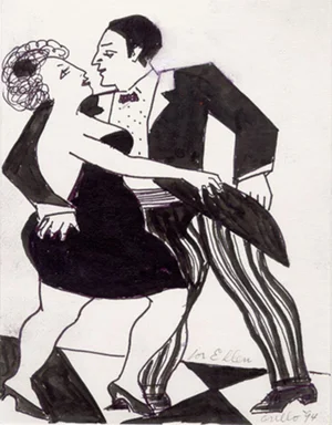 1990s John Grillo, Tango Ink Drawing