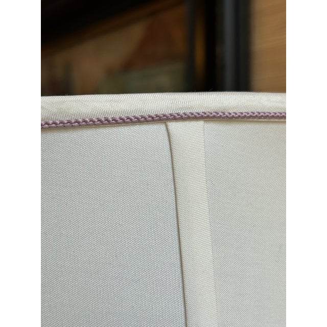 2010s Pair of Silk Lampshades With Lavender Trim For Sale - Image 5 of 9