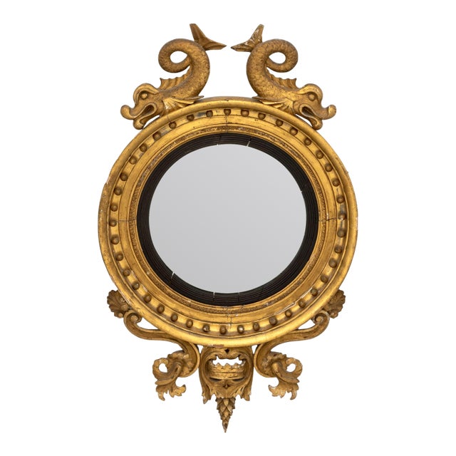 Rococo Style Giltwood Framed Convex Mirror For Sale
