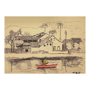 1950s Tatiana McKinney Brazilian Village Drawing