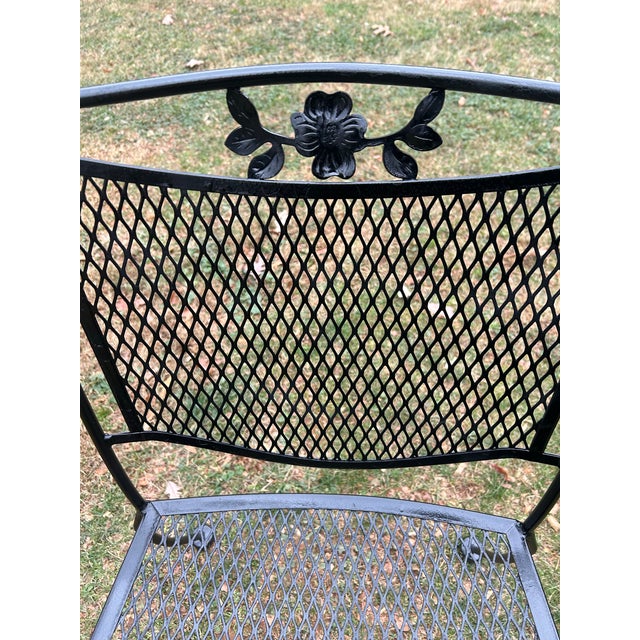 Vintage Wrought Iron Woodard Patio Set Large Table, 6 Chairs & Stand, Attributed For Sale - Image 9 of 11