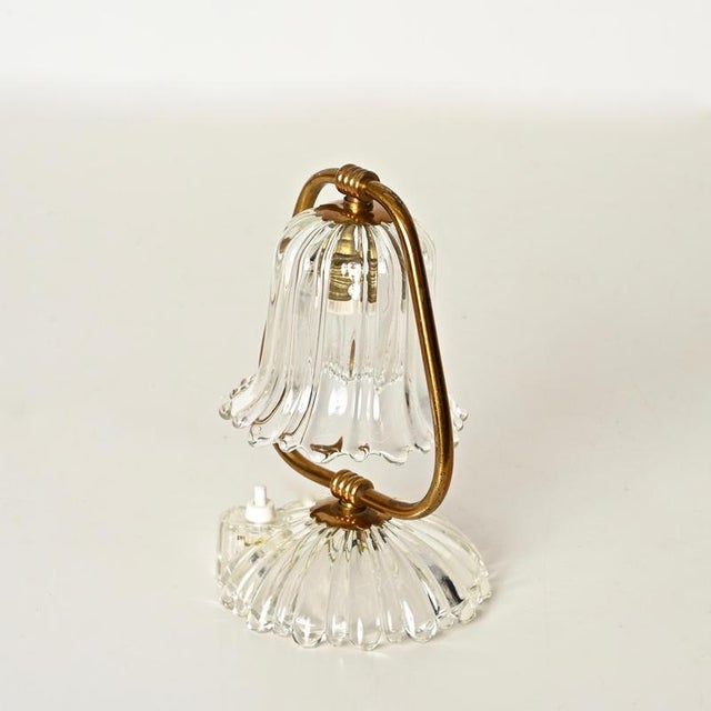 Murano Glass Bell and Brass Table Lamps from Barovier, Italy, 1940s, Set of 2 For Sale - Image 10 of 16