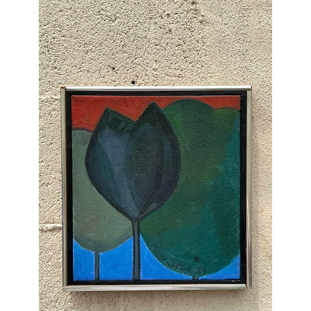 Late 20th Century Late 20th Century Vintage Boho Original Oil Painting of Trees For Sale - Image 5 of 12