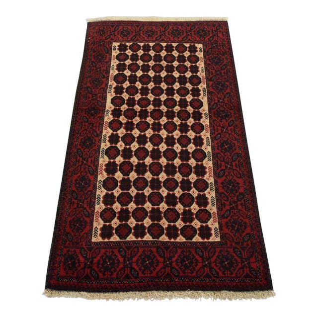 Baloch Rug 2’11” X 5’2” Beige Wool Vintage Tribal Hand-Knotted Oriental Carpet For Sale