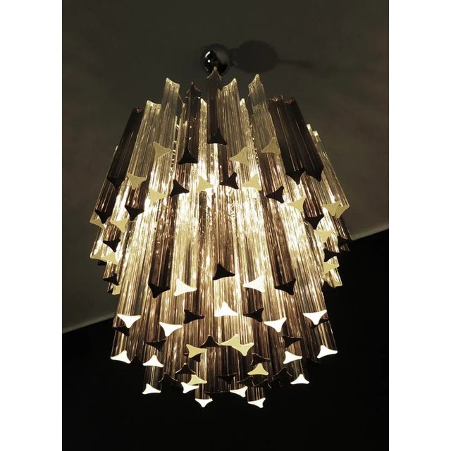 1990s Vintage Trasparent and Smoked Murano Chandelier 107 Prism Triedri, 1990s For Sale - Image 5 of 12