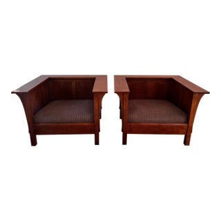 1990s Stickley Mission Prairie Chairs in Oak - Set of 2 For Sale