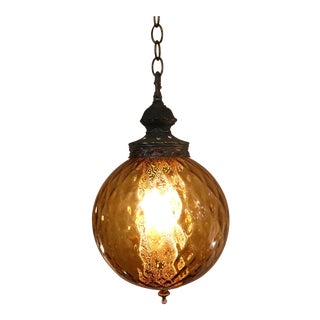 Mid-Century Amber Hanging Fixture For Sale