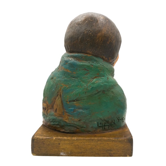 1990s Bust of a Native American Woman With Shawl - Robert Lohman, C. 1995 For Sale - Image 5 of 12