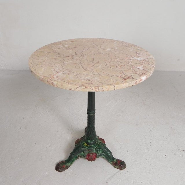 Bistro Table with Cast Iron Legs and Marble Top, 1920s For Sale - Image 6 of 18