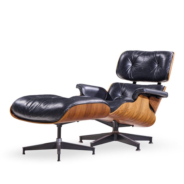 Mid-Century Modern Charles and Ray Eames for Herman Miller Mid Century Eames Lounge Chair and Ottoman For Sale - Image 3 of 10