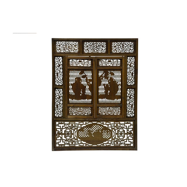 Chinese Chinese Scholars Student Motifs Wood Wall Panel Window Screen For Sale - Image 3 of 17