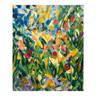 In Full Bloom Abstracted Landscape Painting Tiffany Stronsky For Sale