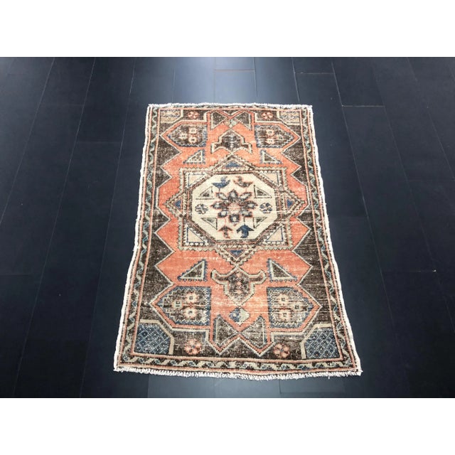 Rustic Vintage Boho Turkish Anatolian Orange Rug For Sale - Image 3 of 11