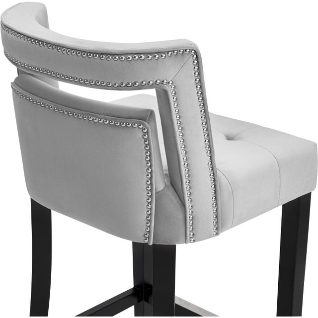 Hart Grey Velvet Counter Stool For Sale - Image 4 of 7