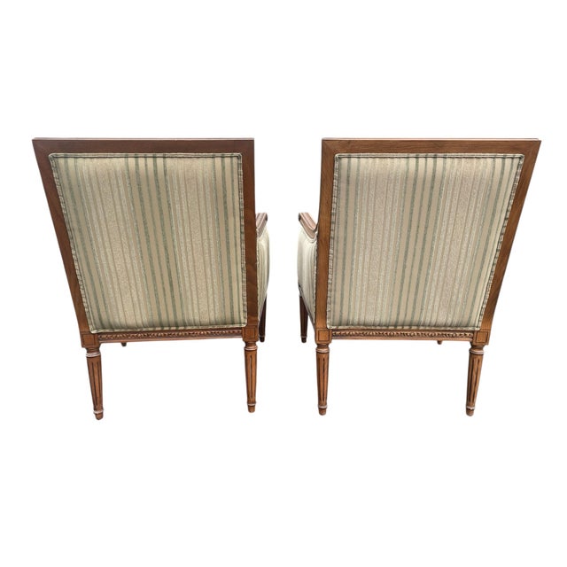 1970s Vintage Ethan Allen French Louis XVI Style Lounge Chairs Bergere- A Pair For Sale - Image 5 of 11