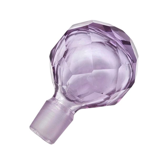 Japanese Irice Cut Glass Perfume Bottle, Purple Alexandrite Tone, 4.75" For Sale - Image 9 of 13