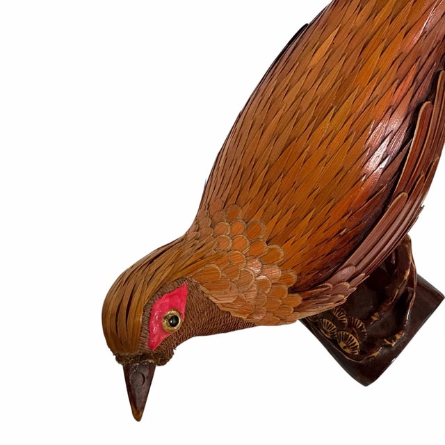 Vintage Mid Century Handmade Wooden Pheasant For Sale - Image 4 of 10