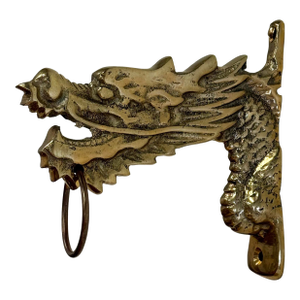 Vintage Solid Brass Dragon Motif Wall Hook