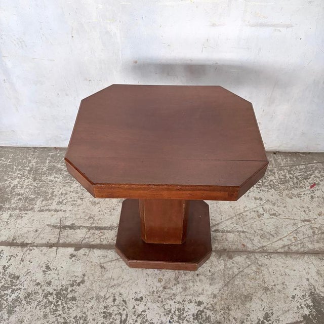 Brown Art Deco Walnut Pedestal Side Table, 1930s For Sale - Image 8 of 10