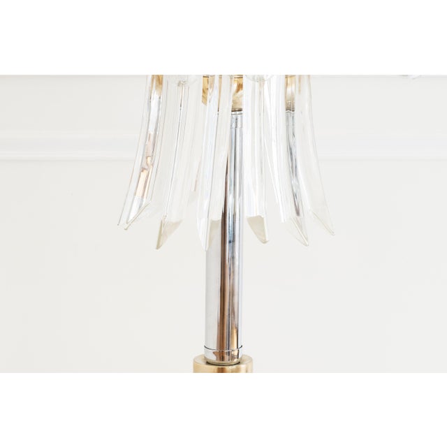 Vintage Unique Murano Style Glass & Brass Palm Table Lamp with 12 Lights, 1970s For Sale - Image 4 of 12