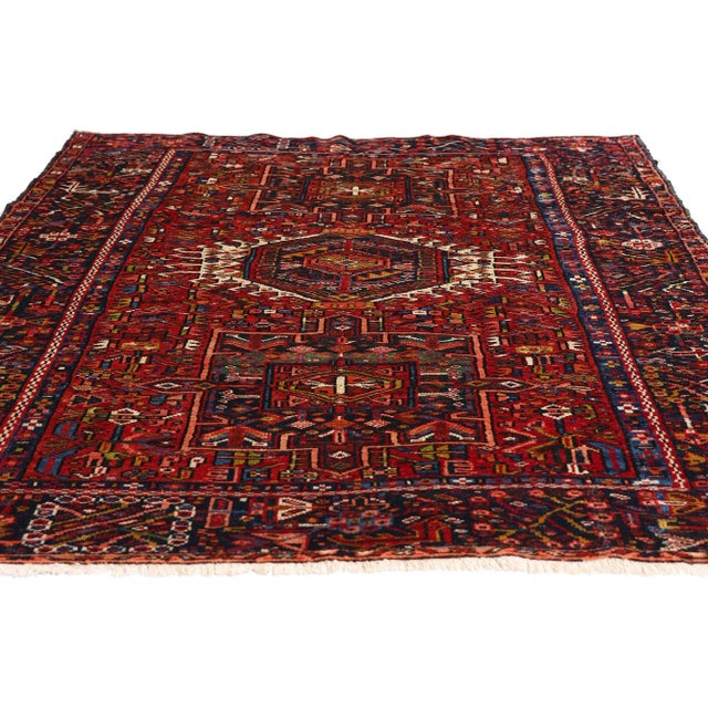 Mid-Century Modern Vintage Persian Karaja Heriz Rug, 04'07 X 06'04 For Sale - Image 3 of 10