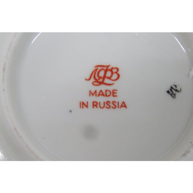 Lomonosov Demitasse Cobalt Net Blue Bone China Tea Cup and Saucer Set 4652b For Sale - Image 9 of 14